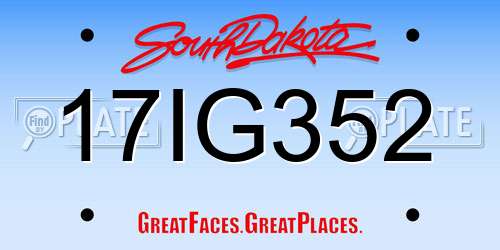17IG352 South Dakota License Plate