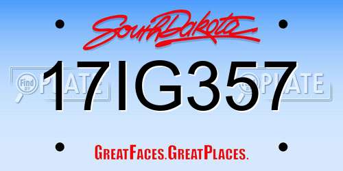 17IG357 South Dakota License Plate