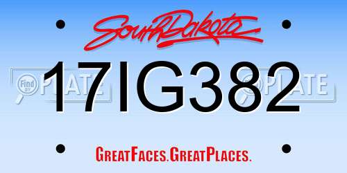 17IG382 South Dakota License Plate