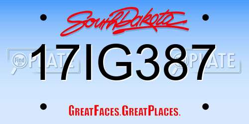17IG387 South Dakota License Plate