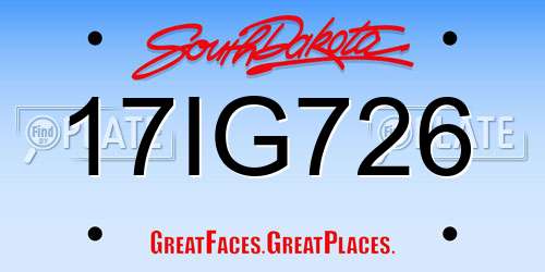 17IG726 South Dakota License Plate