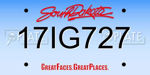 17IG727 South Dakota License Plate