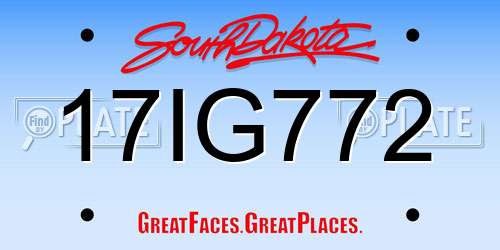 17IG772 South Dakota License Plate