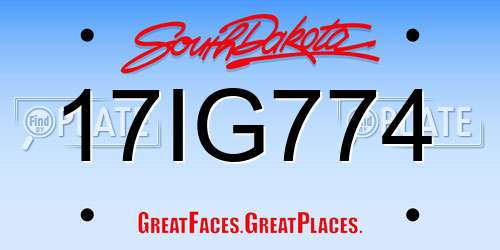 17IG774 South Dakota License Plate
