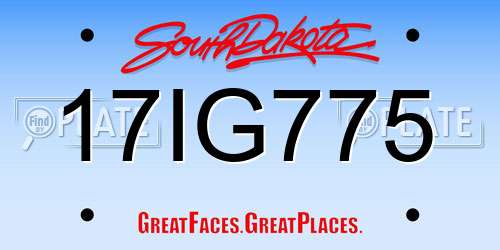 17IG775 South Dakota License Plate