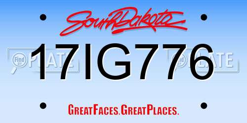 17IG776 South Dakota License Plate