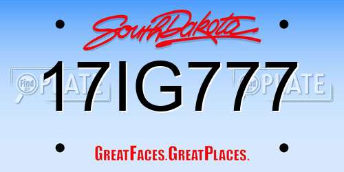 17IG777 South Dakota License Plate