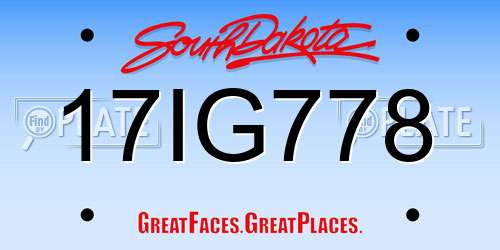 17IG778 South Dakota License Plate