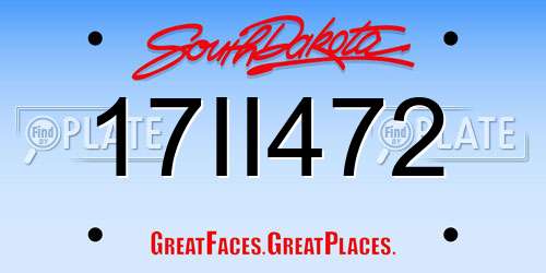 17II472 South Dakota License Plate
