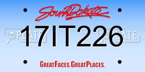 17IT226 South Dakota License Plate