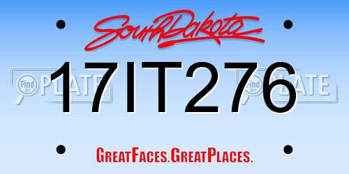 17IT276 South Dakota License Plate
