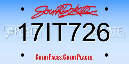 17IT726 South Dakota License Plate