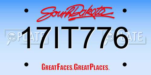 17IT776 South Dakota License Plate