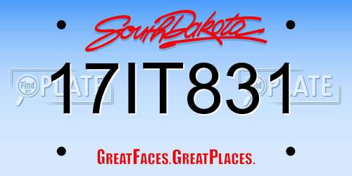 17IT831 South Dakota License Plate