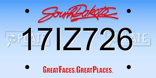 17IZ726 South Dakota License Plate