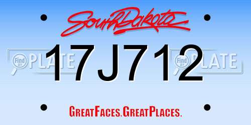 17J712 South Dakota License Plate