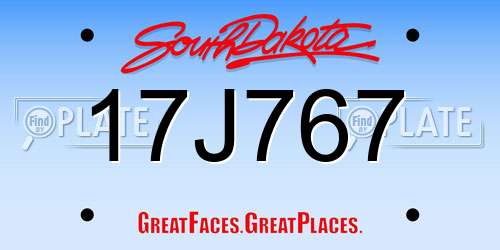 17J767 South Dakota License Plate