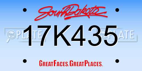 17K435 South Dakota License Plate