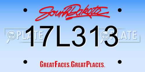 17L313 South Dakota License Plate