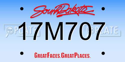 17M707 South Dakota License Plate