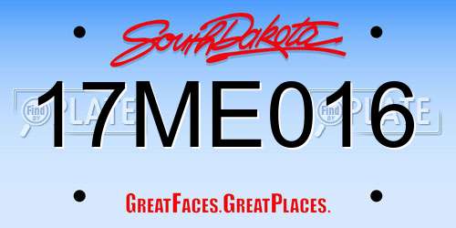 17ME016 South Dakota License Plate
