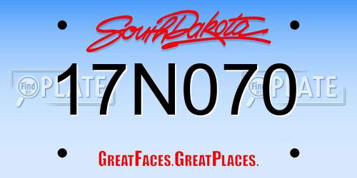 17N070 South Dakota License Plate