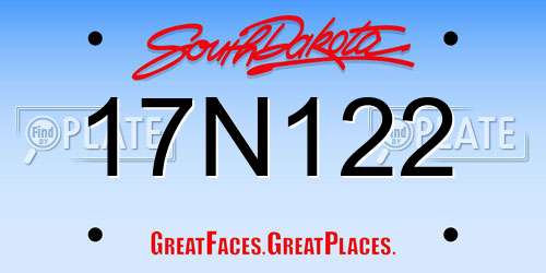 17N122 South Dakota License Plate