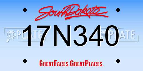 17N340 South Dakota License Plate