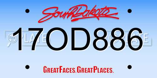 17OD886 South Dakota License Plate