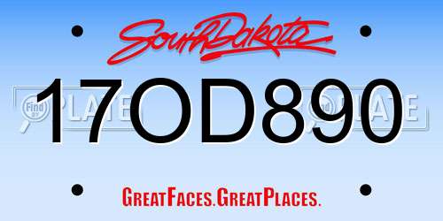 17OD890 South Dakota License Plate