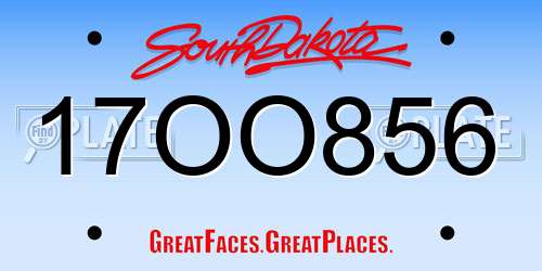 17OO856 South Dakota License Plate