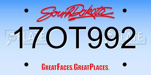 17OT992 South Dakota License Plate