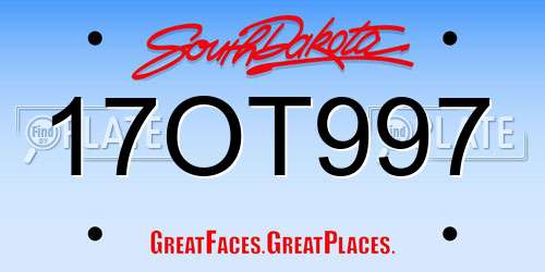 17OT997 South Dakota License Plate