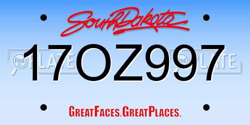 17OZ997 South Dakota License Plate