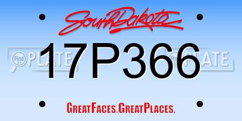 17P366 South Dakota License Plate