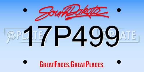 17P499 South Dakota License Plate
