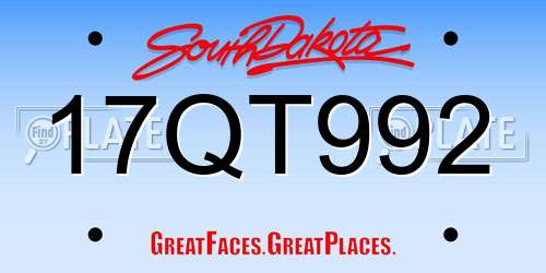17QT992 South Dakota License Plate