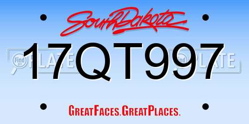 17QT997 South Dakota License Plate