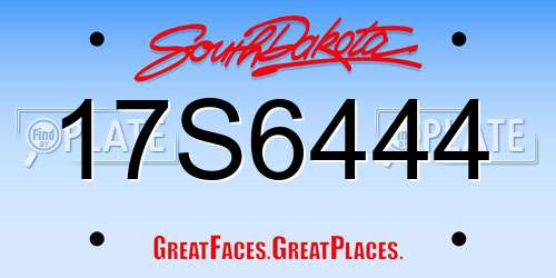 17S6444 South Dakota License Plate