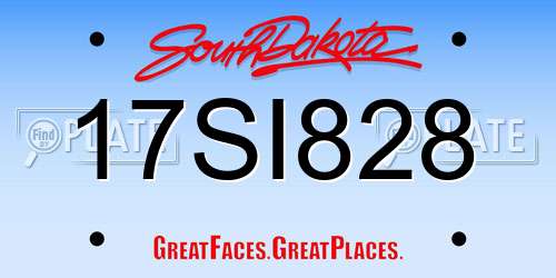 17SI828 South Dakota License Plate