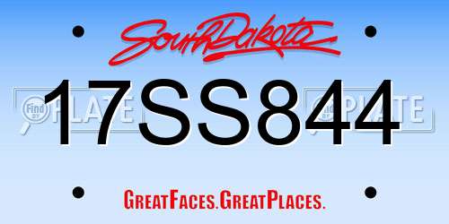 17SS844 South Dakota License Plate