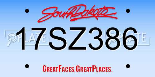 17SZ386 South Dakota License Plate