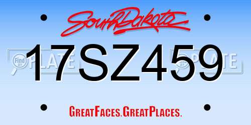 17SZ459 South Dakota License Plate