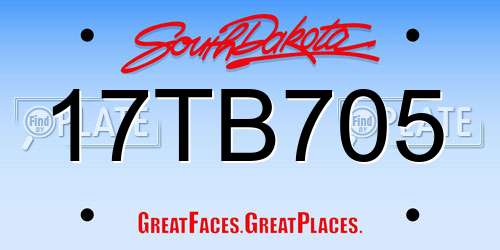 17TB705 South Dakota License Plate