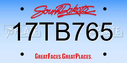 17TB765 South Dakota License Plate
