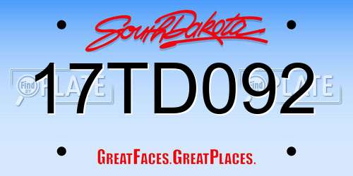 17TD092 South Dakota License Plate