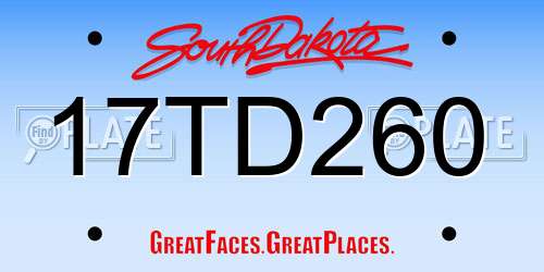17TD260 South Dakota License Plate
