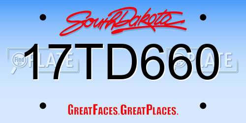 17TD660 South Dakota License Plate