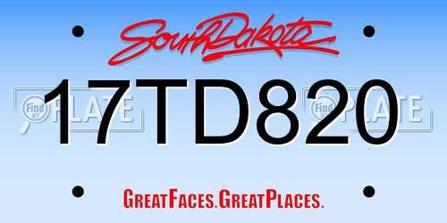 17TD820 South Dakota License Plate