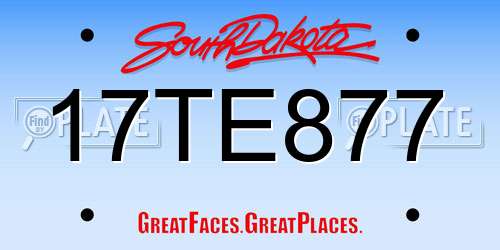 17TE877 South Dakota License Plate